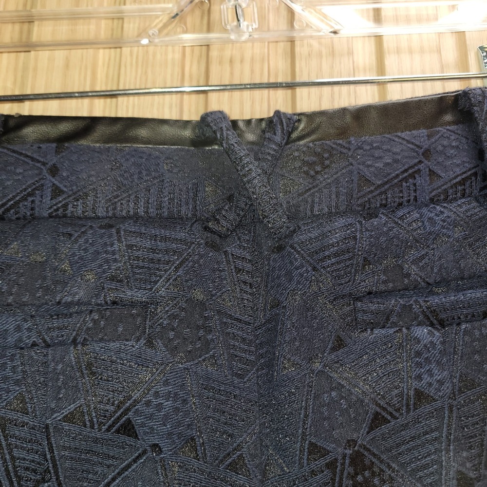 Cartonnier Anthropologie Charlie Ankle Pants Navy Blue Geometric Jacquard 2 - Picture 8 of 13